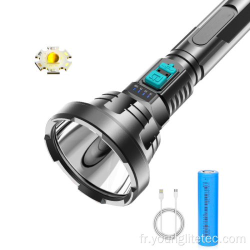 Lampe de poche USB de puissante lampe de poche rechargeable en plastique T6